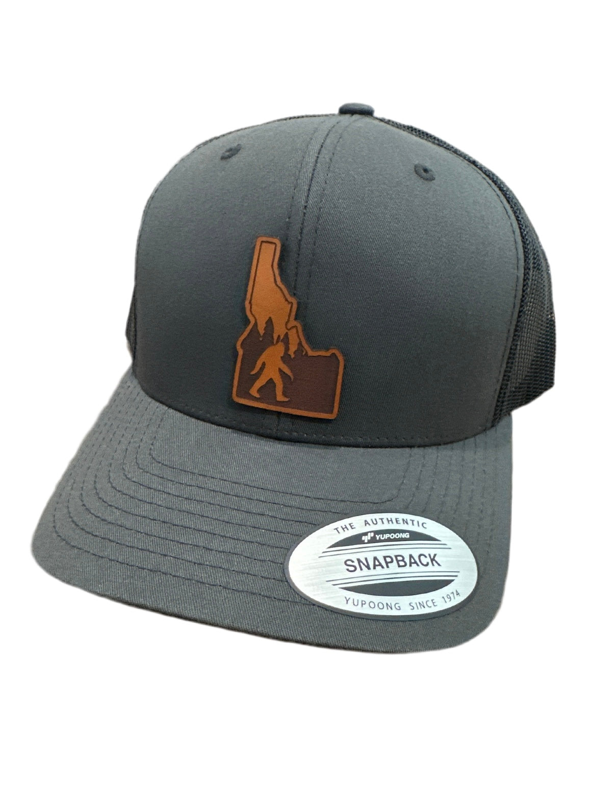 Idaho Yeti & Trees on a Charcoal/Black Adjustable Hat