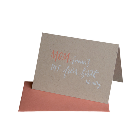 MOM definition, letterpress printed card. Eco friendly