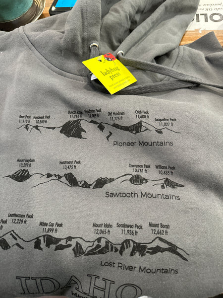 Idaho Mountain Ranges Hoodie, Gray