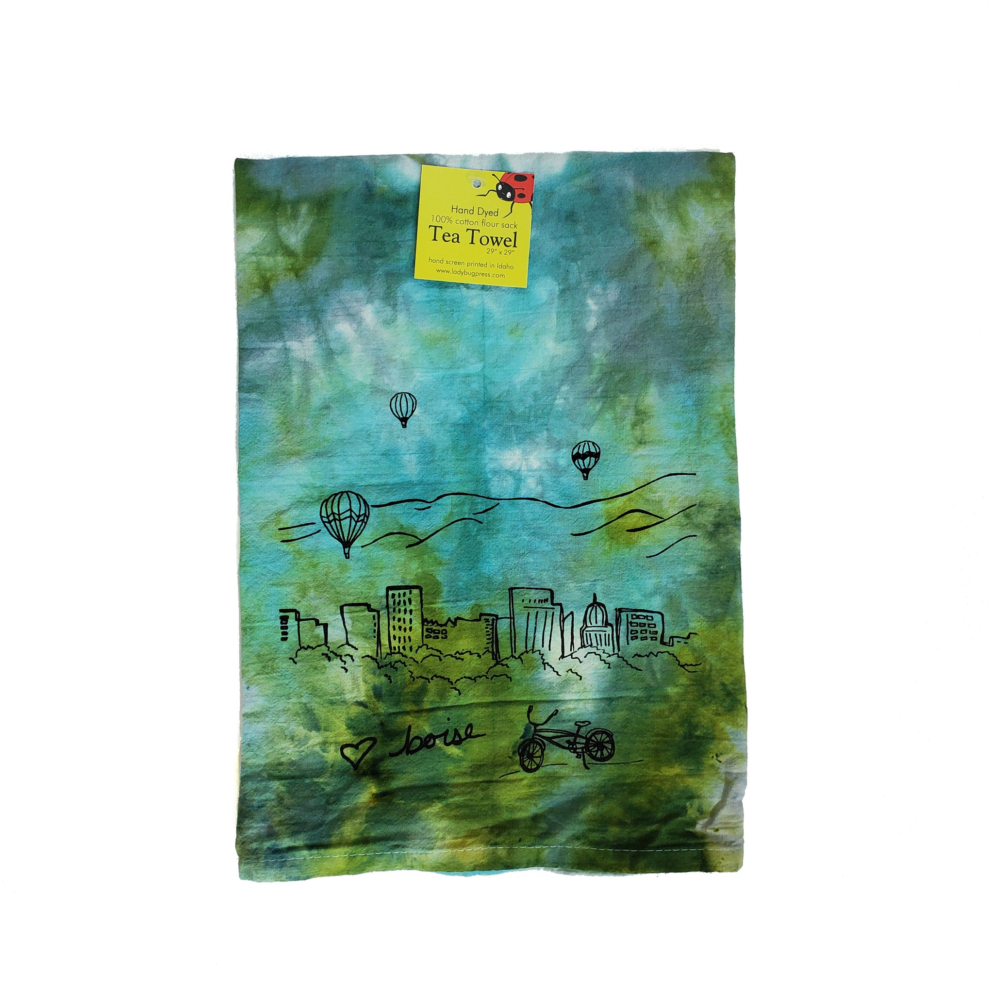 Dyed Boise Balloon Tea Towel, flour sack towel