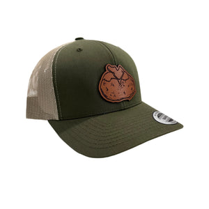 Idaho Spud Leather Patch Trucker Hat, Moss