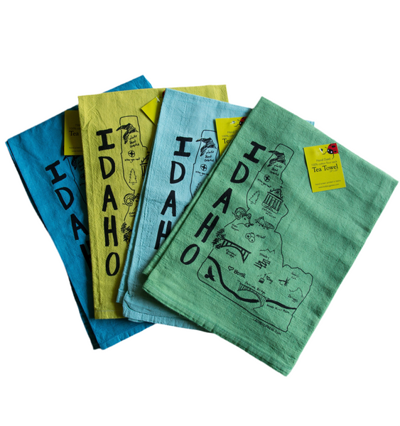 Dyed Idaho Map Tea Towel, flour sack towel