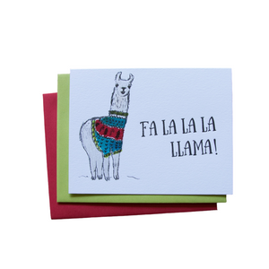 Fa la la Llama Card, letterpress printed greeting card