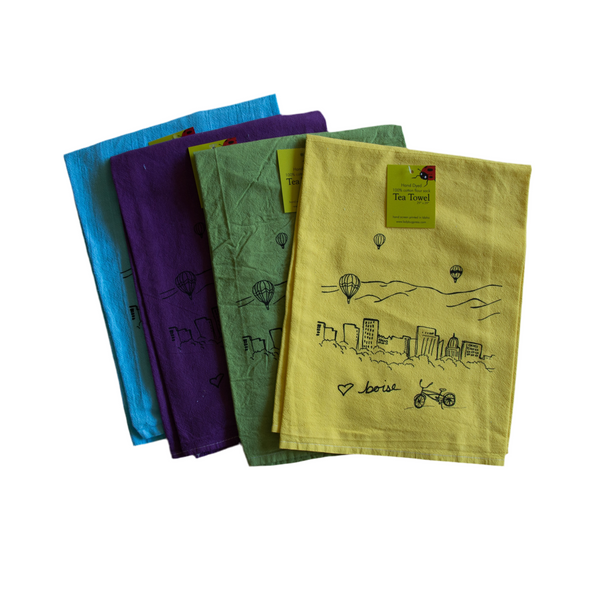 Dyed Boise Balloon Tea Towel, flour sack towel