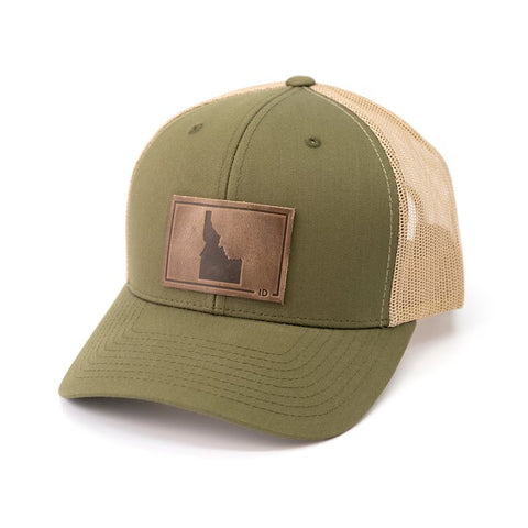 Idaho Silhouette Leather Patch Moss/Khaki Hat