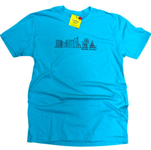 Boise Skyline T-shirt, Aqua eco-friendly waterbased inks