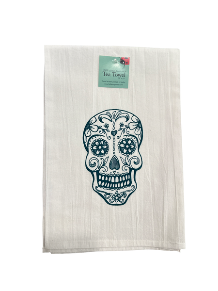 Sugar Skull Tea Towel, flour sack towel