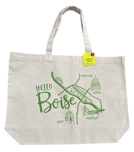 Boise Map Tote Bag, hand screen printed Large heavy duty canvas bag