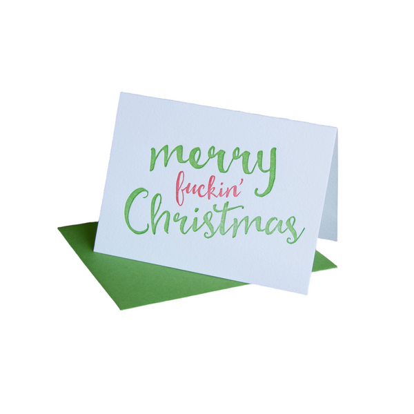 Merry fuckin' Christmas card, letterpress printed, eco friendly