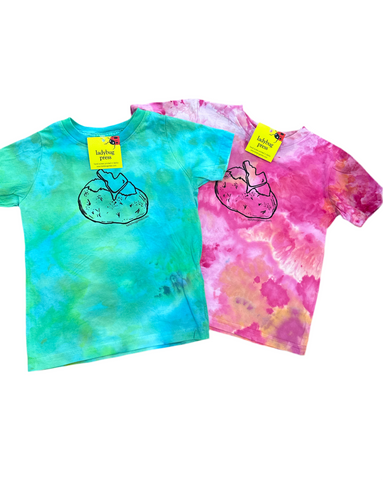 Ice Dyed Idaho Spud T-shirt, Toddler. Eco-friendly waterbased inks, toddler sizes