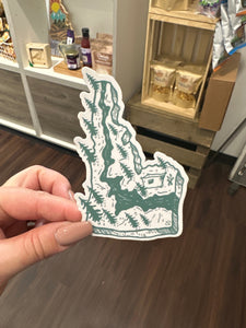 Idaho Shaped 3D River Sticker. CDA