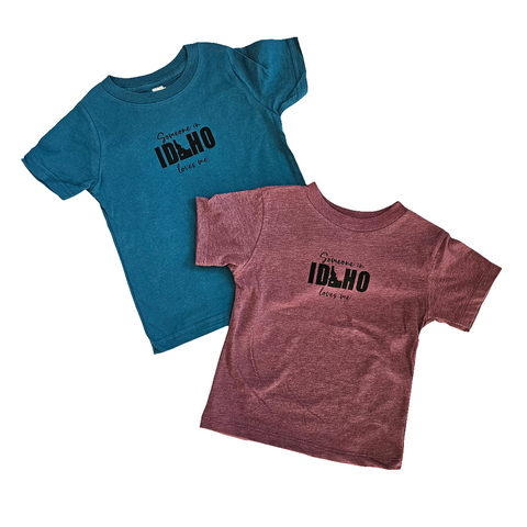 Toddler Someone in Idaho Loves Me T-shirt, eco-friendly waterbased inks 2T-5T