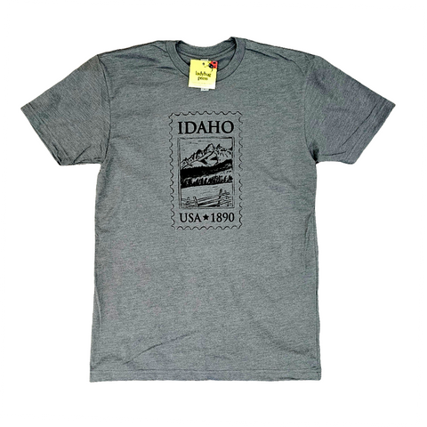 Idaho Stamp T-shirt, Adult Sizes, Eco Friendly Waterbased Inks