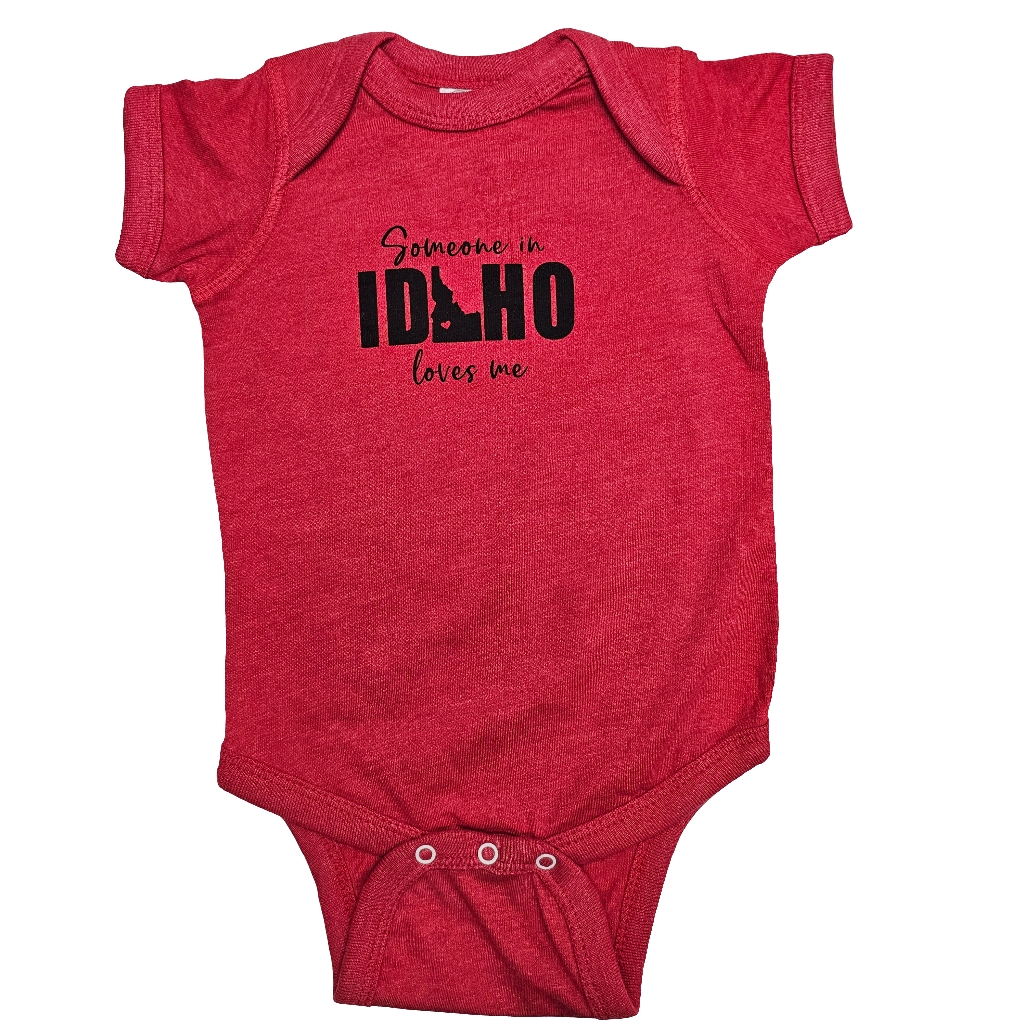 Someone in Idaho Loves Me Red Onesie,eco-friendly waterbased inks