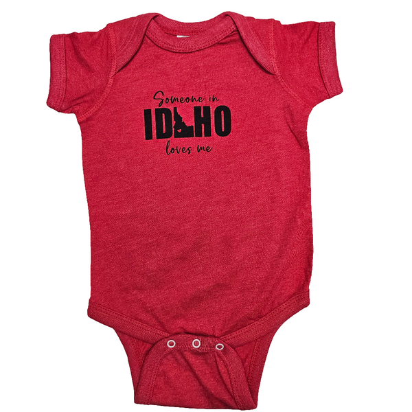 Someone in Idaho Loves Me Red Onesie,eco-friendly waterbased inks