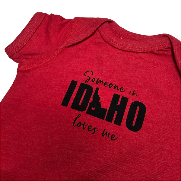 Someone in Idaho Loves Me Red Onesie,eco-friendly waterbased inks