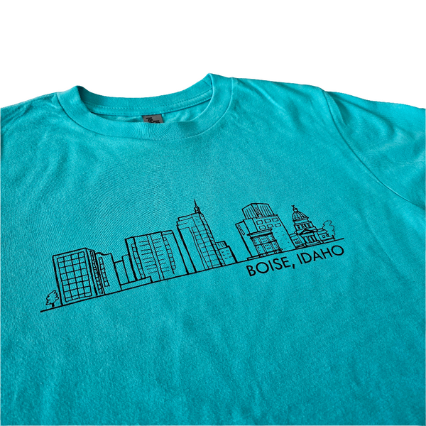 Youth Boise Skyline T-Shirt, Eco Friendly Water based inks