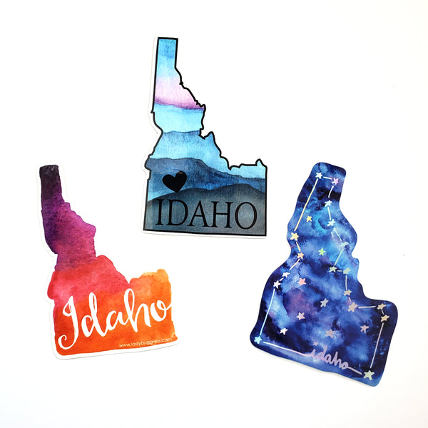 Idaho Sticker Bundle, 3 pack. Regular and Mini Sizes Available