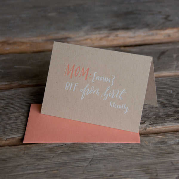 MOM definition, letterpress printed card. Eco friendly